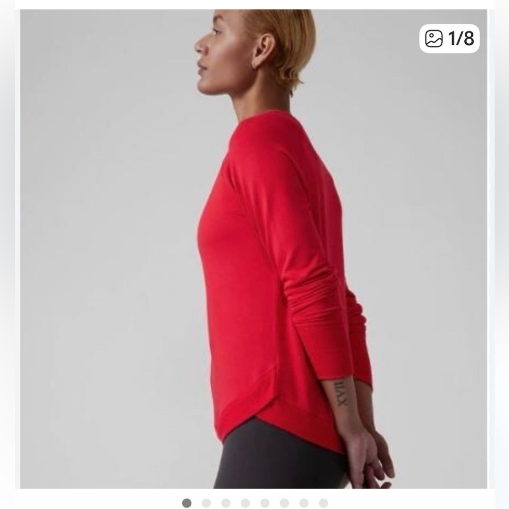 Athleta Mindset Matador Red sz Petite Large yoga athleisure sweatshirt pullover